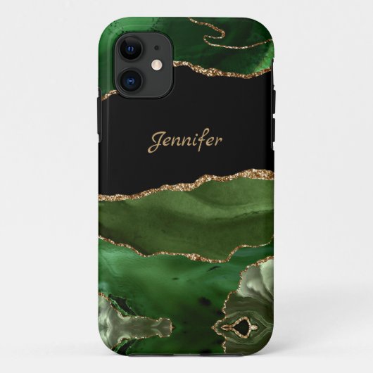 Moderne Green Gold Agate Crystal personalisieren Case-Mate iPhone Hülle (Rückseite)