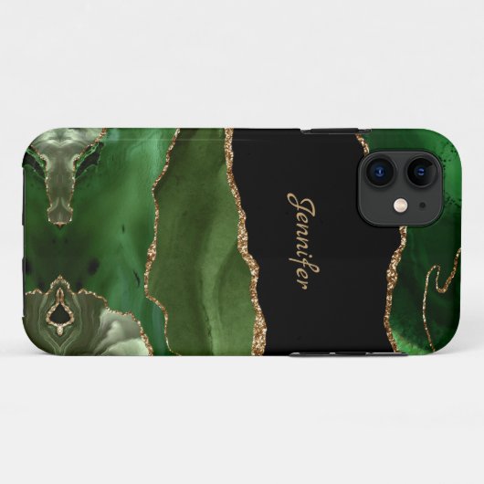 Moderne Green Gold Agate Crystal personalisieren Case-Mate iPhone Hülle (Rückseite (Horizontal))