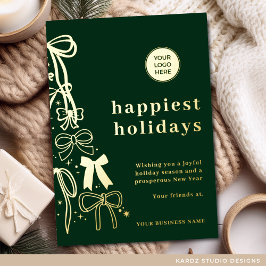 Moderne Green Gold Business Weihnachtskarte Folien Feiertagskarte