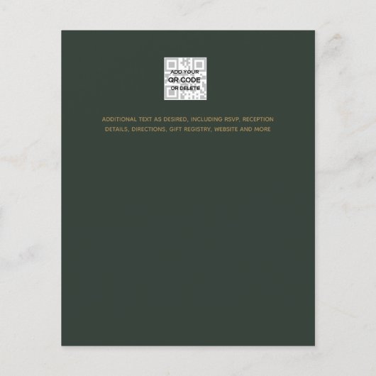 Moderne Green Gold Hochzeit lädt QR CODE ein (Rückseite)