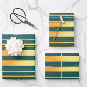 Moderne Green Gold Luxus Linen Texture Collection Geschenkpapier Set