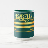 Moderne Green Gold Luxus Linen Texture Collection Tasse (Zentrum)