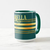 Moderne Green Gold Luxus Linen Texture Collection Tasse (VorderseiteRechts)