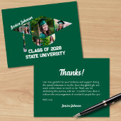Moderne Green Graduation Cap Form Foto Collage Dankeskarte