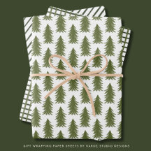 Moderne Green Holiday Wrapping Paper Sheets