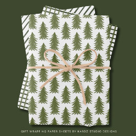 Moderne Green Holiday Wrapping Paper Sheets Geschenkpapier Set