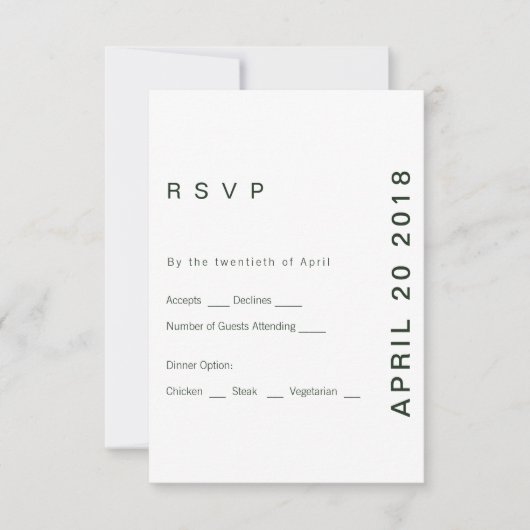 Moderne Green Hue RSVP Karte (Vorderseite)