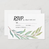 Moderne Green Leaf Blätter Watercolor RSVP-Karten RSVP Karte (Vorne/Hinten)