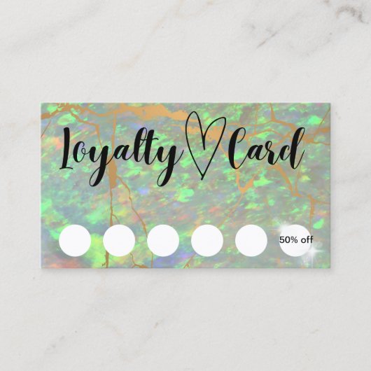 Moderne Green Opal Kundenbindungskarte Visitenkarte (Vorderseite)