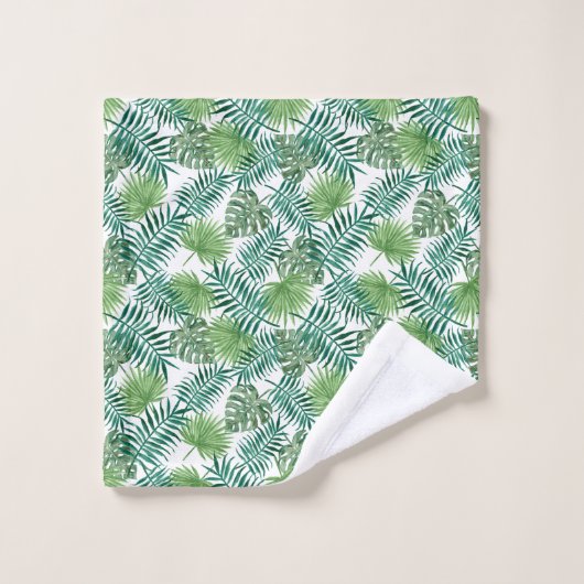 Moderne Green Palm-Blätter Badhandtuch Set (Waschlappen)