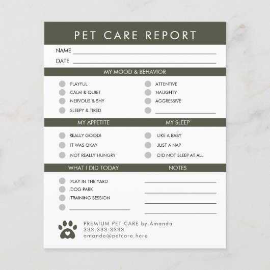 Moderne Green Pet Care Hund Sitter-Karte (Vorderseite)