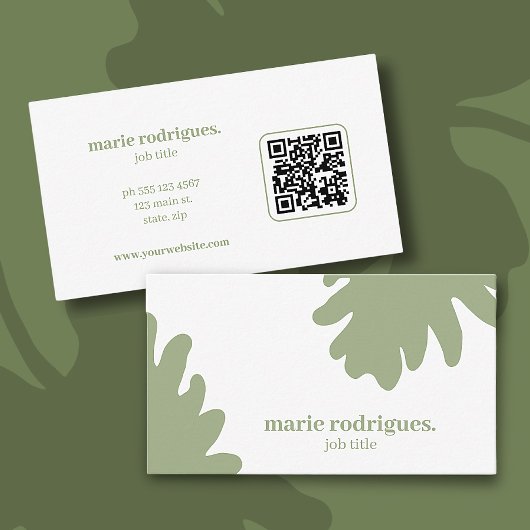 Moderne Green QR Code Business Card Visitenkarte