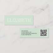 Moderne Green QRCode Business Card Mini Visitenkarte (Vorne/Hinten)
