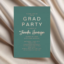 Moderne Green Rose Gold Script Graduation Party