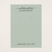 Moderne Green Script Juwelier Earring Display Card (Vorderseite)