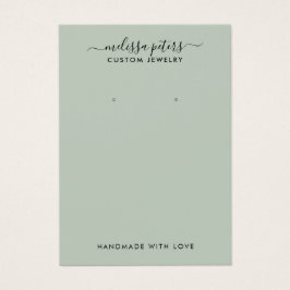 Moderne Green Script Juwelier Earring Display Card