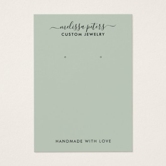 Moderne Green Script Juwelier Earring Display Card (Vorderseite)