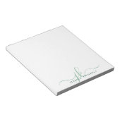 Moderne Green Script Monogram Initials Notizblock (angewinkelt)