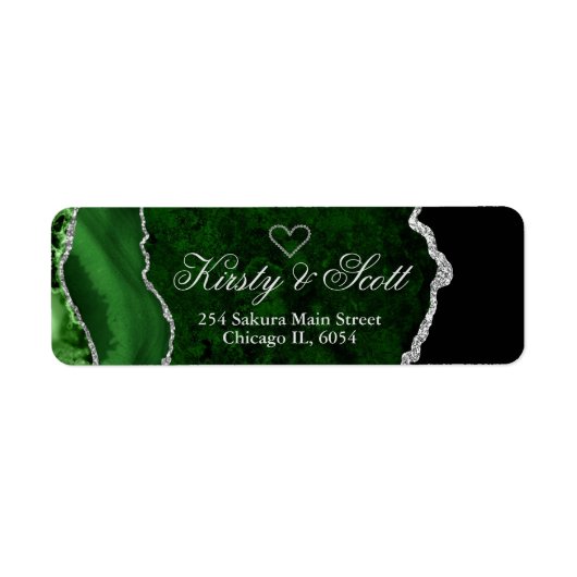 Moderne Green & Silver Imitate Glitzer Agate Weddi (Vorne)