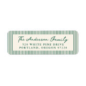 Moderne Green Stripes Holiday Rücksendeadresse (Vorne)