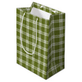 Moderne Green Tartan Karierte Geschenktasche Mittlere Geschenktüte (Vorderseite Schrägansicht)
