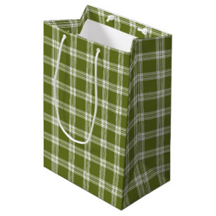 Moderne Green Tartan Karierte Geschenktasche Mittlere Geschenktüte