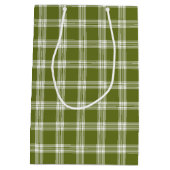 Moderne Green Tartan Karierte Geschenktasche Mittlere Geschenktüte (Rückseite)