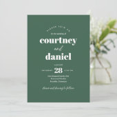 Moderne Green Trendy Mix Match Wedding Einladung (Stehend Vorderseite)