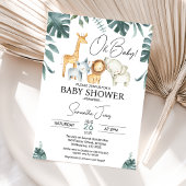 Moderne Green Watercolor Safari Kinderdusche Einladung