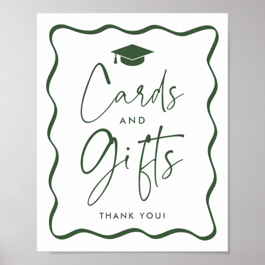 Moderne Green Wavy Abschluss Cards und Geschenke Poster (Vorne)