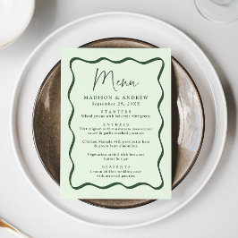 Moderne Green Wavy Frame Wedding Menükarte