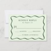 Moderne Green Wavy Frame Wedding RSVP Karte (Vorderseite)
