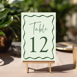 Moderne Green Wavy Frame Wedding Tischnummer