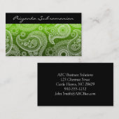 Moderne Green & White India Paisley Business Cards Visitenkarte (Vorne/Hinten)
