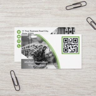 Moderne Green Woodworker Business Card Visitenkarte