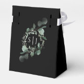 Moderne Greenery Black Wedding Vielen Dank Geschenkschachtel (Rückseite)