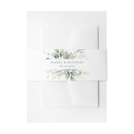 Moderne Greenery Gold Leaf Wedding Einladungsbanderole