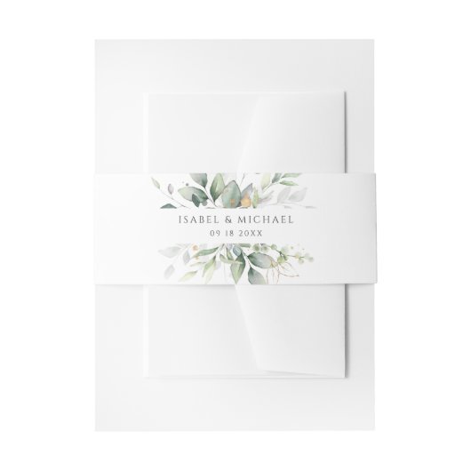 Moderne Greenery Gold Leaf Wedding Einladungsbanderole (Vorderseite Beispiel)