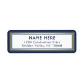 Moderne Grenz-Navy-White-Gold-Rücksendeadresse (Vorne)