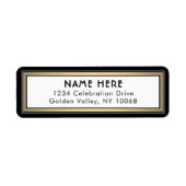 Moderne Grenz-Schwarz-Gold-Rücksendeadresse (Vorne)