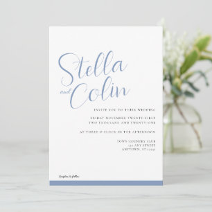 Moderne Grenzen Elegant Simple Dusty Blue Wedding Einladung