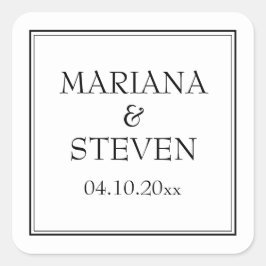 Moderne Grenzen Minimalistisch Schwarz/Weiß Quadratischer Aufkleber