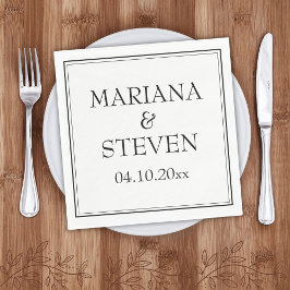 Moderne Grenzregionen Minimalistisch Schwarz-Weiß- Serviette