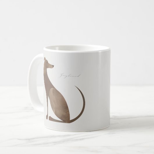 Moderne Greyhound Dog Portrait Tasse (Vorderseite Links)