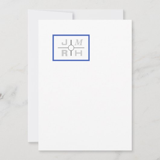 Moderne Grid Blue Wedding Einladung (Vorderseite)