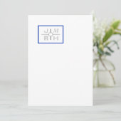 Moderne Grid Blue Wedding Einladung (Stehend Vorderseite)