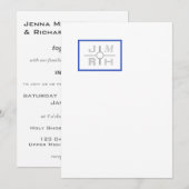 Moderne Grid Blue Wedding Einladung (Vorne/Hinten)