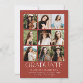 Moderne Grid Rust 9 Foto Collage Graduation Party Einladung (Vorderseite)