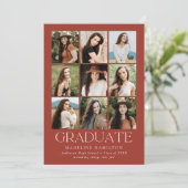 Moderne Grid Rust 9 Foto Collage Graduation Party Einladung (Stehend Vorderseite)