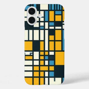 Moderne Gridabstraktion - Mondrian-Inspiriert Geom iPhone 16 Plus Hülle